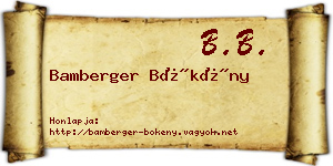 Bamberger Bökény névjegykártya